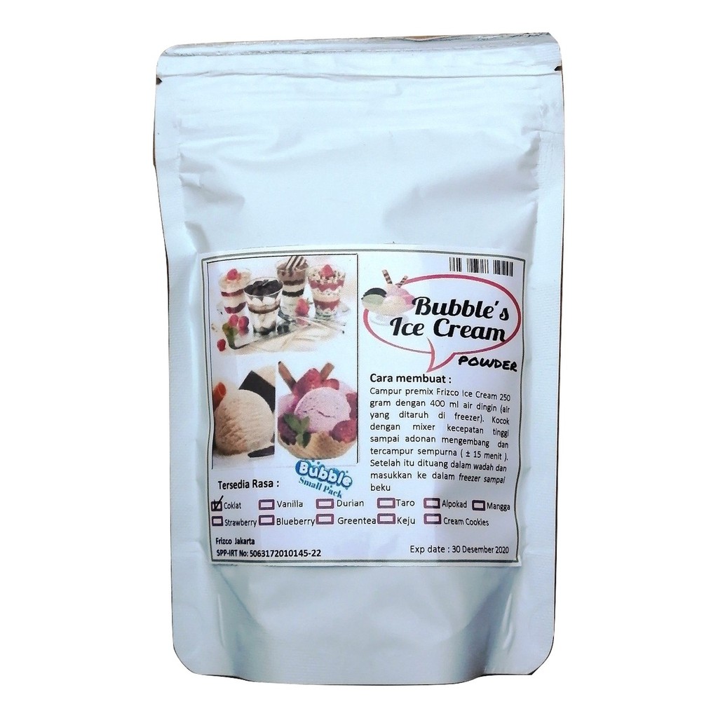 

Chocolate Bubuk Ice cream Bubble's Frizco 250gr Es Krim instant powder Coklat frisco
