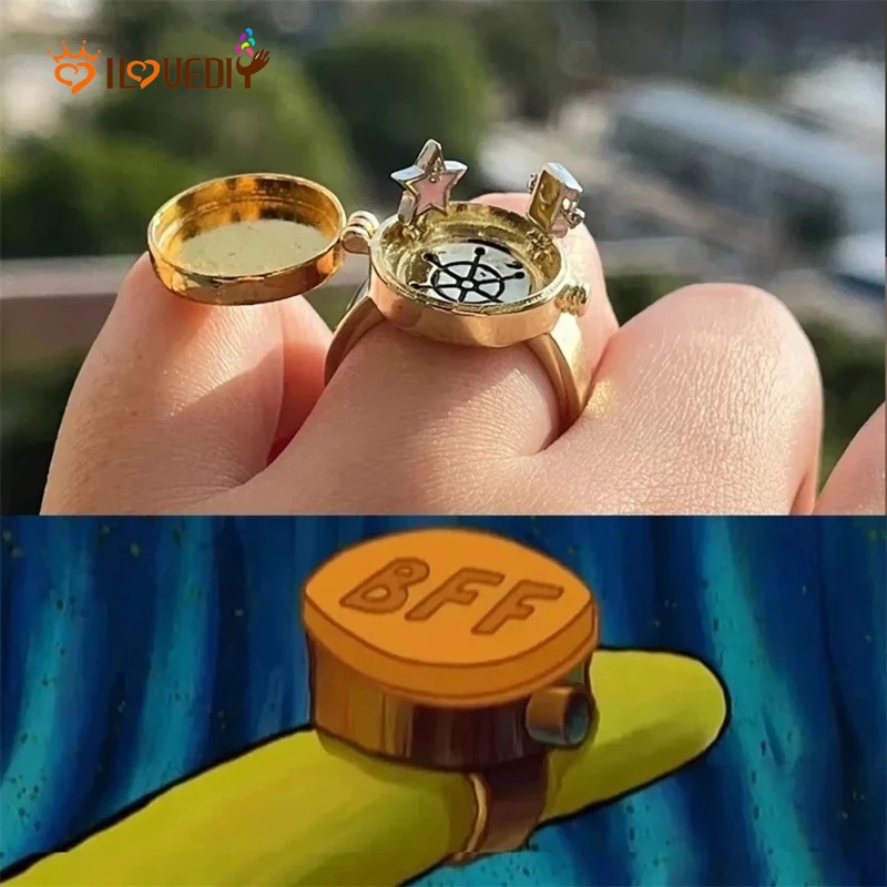 Cincin Model Terbuka Adjustable Desain Kartun SpongeBob Untuk Pria Dan Wanita