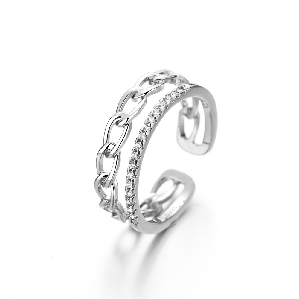 Cincin Multilayer Adjustable Desain Bintang Kristal Warna Silver Untuk Wanita