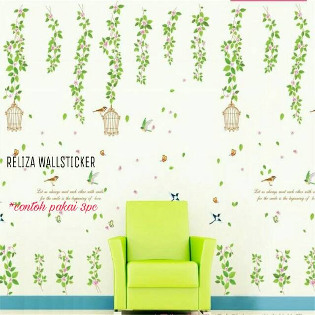 RELIZA WALL STICKER SANGKAR HIJAU BURUNG GREEN CAGE AY9084 STIKER DINDING