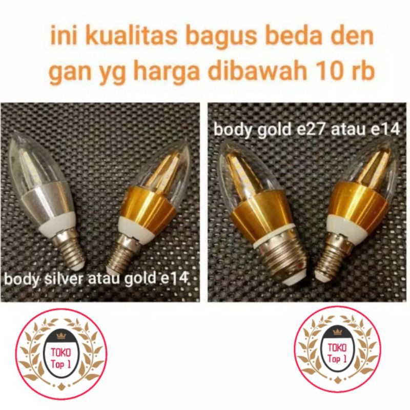 LAMPU CANDEL LED BOHLAM CANDEL SMD 5WATT E14 E27 PUTIH KUNING TERANG BAGUS