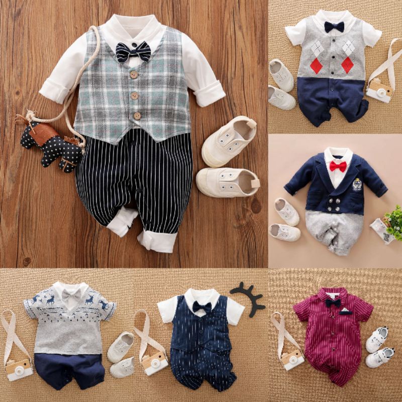 {0-24bln} jumper tuxedo anak laki laki import / baju pesta formal / baju lebaran