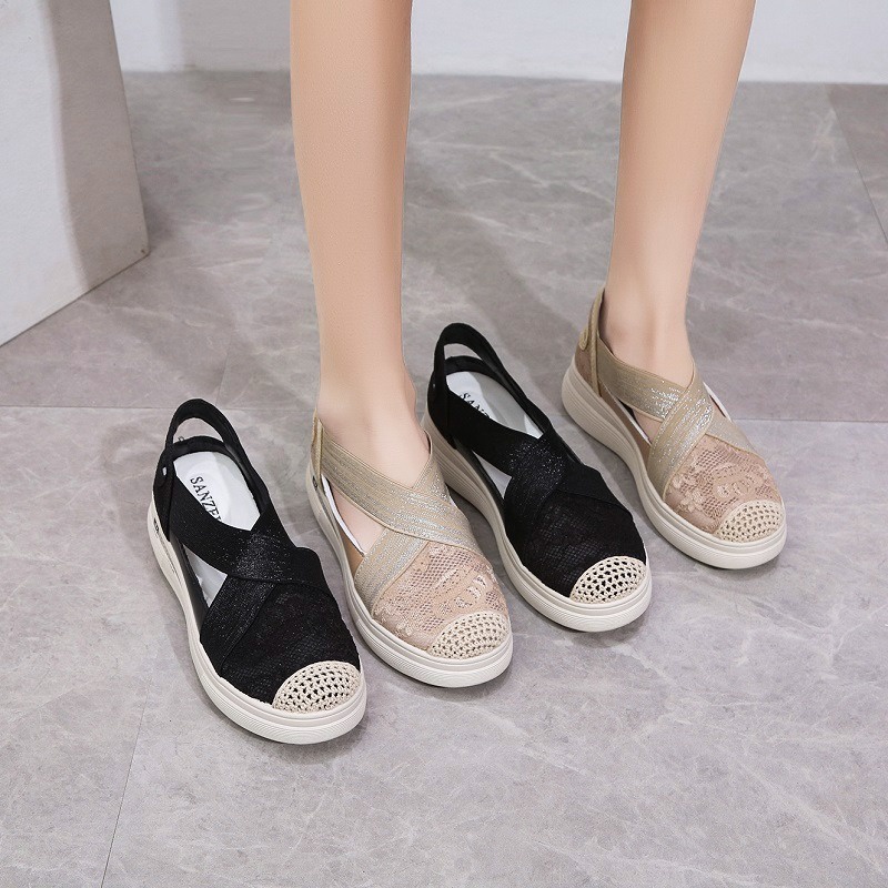 Sepatu Wedges Stella Wanita Bertali X GO016