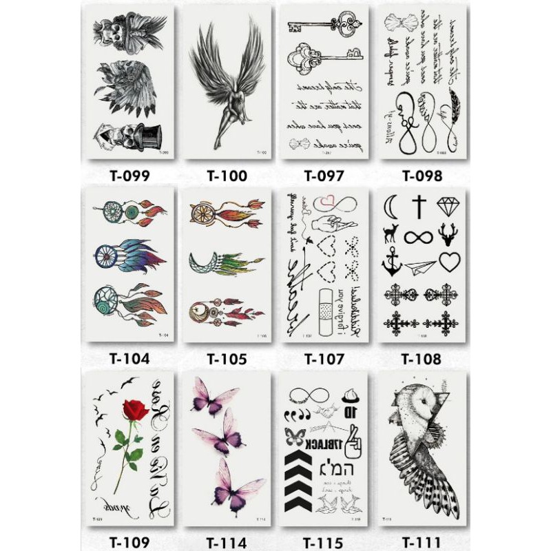 Tatto temporary mini kecil murah ukuran 10×6cm MODEL T