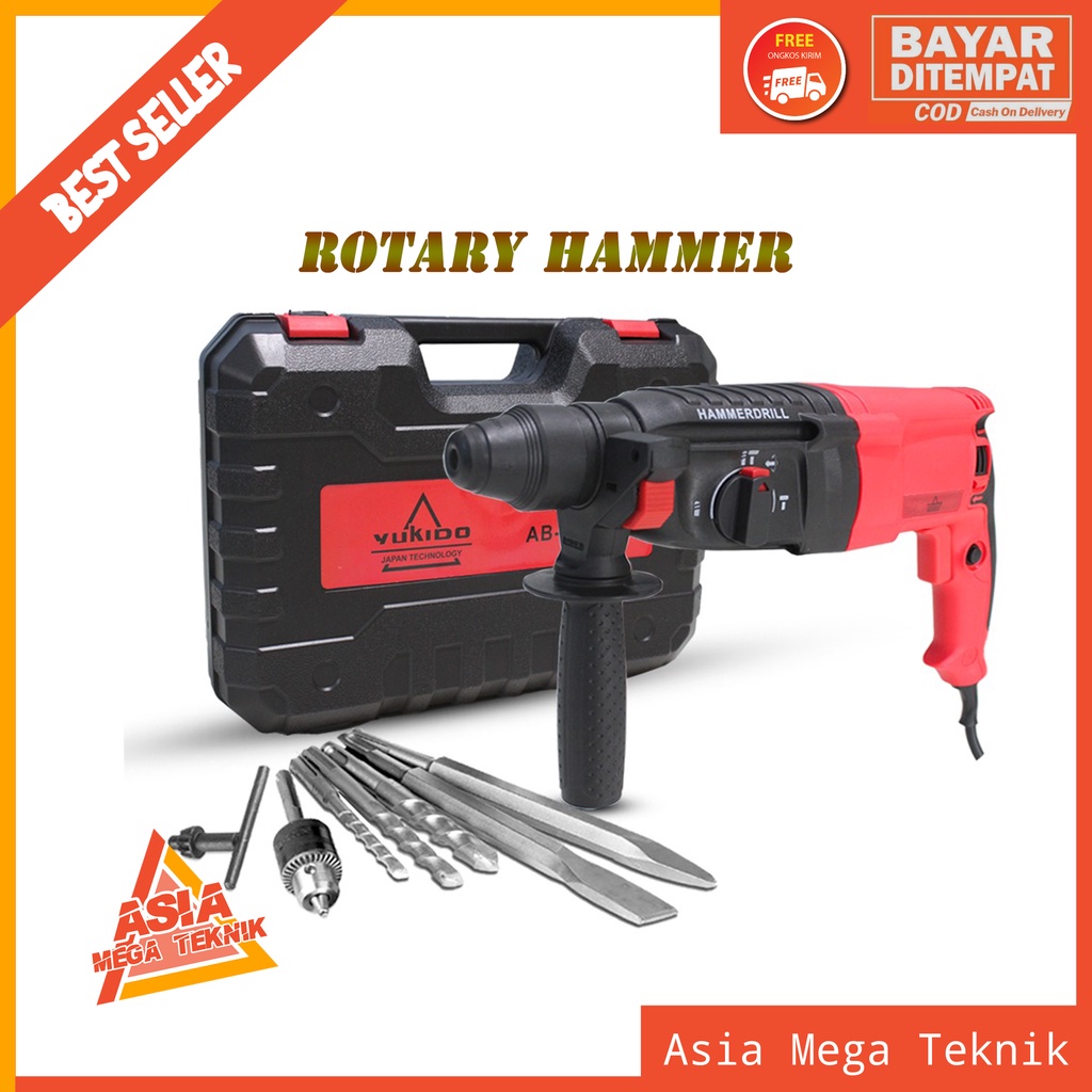 YUKIDO Mesin bor 26mm mesin bor bobok dinding beton 3 fungsi demolition hammer jack hammer