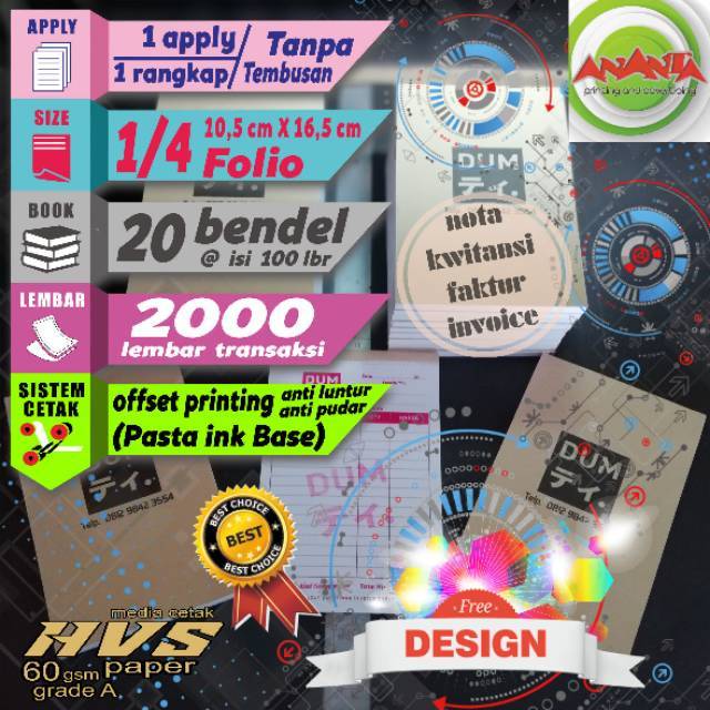 

NOTA CUSTOM 1/4 FOLIO 1 RANGKAP FREE DESAIN