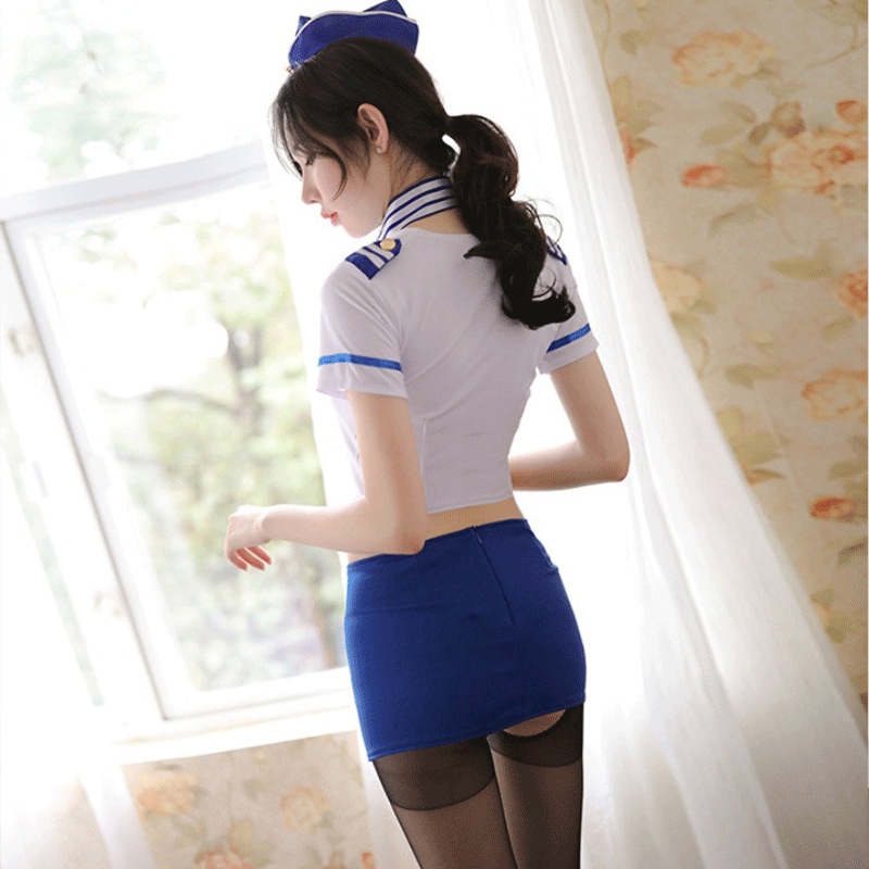 ORANGE ADULT Lingerie Seksi Cosplay Pramugari Lingerie Sexy Cosplay Stewardess Baju Tidur Wanita Hot1285