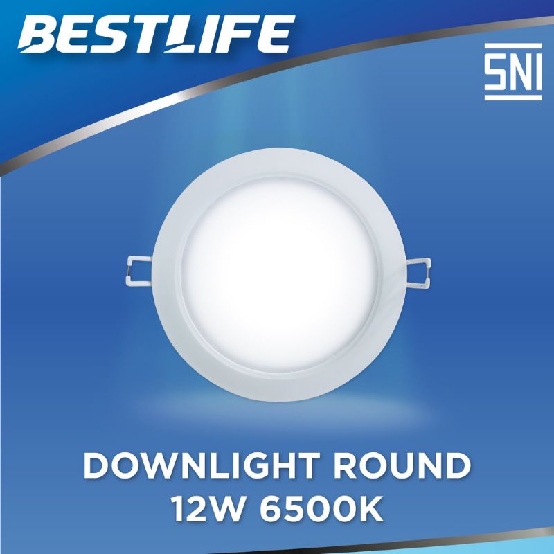 LAMPU TANAM ATAP PLAFON TEMPEL PANEL DATAR DOWN LIGHT BEST LIFE  DOWNLIGHT LED 12 WATT 6500K BESTLIFE BL-LED-DWL-R01-12W