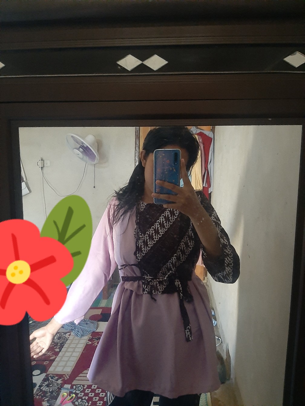 Tey-17 Batik Wanita Asj Sa Hrb026 Kenongo Kemeja Tosca Pendek