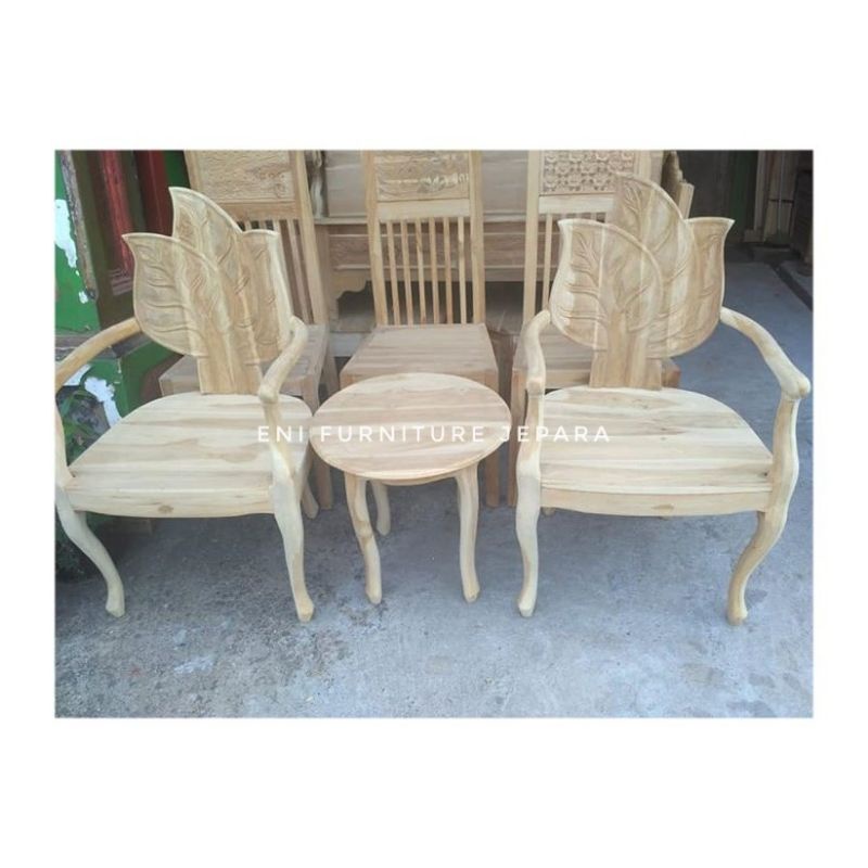 Set Kursi Teras Daun Jati - Set Kursi Teras Cantik - Kursi Teras Daun - Kursi Minimalis - Kursi Tamu