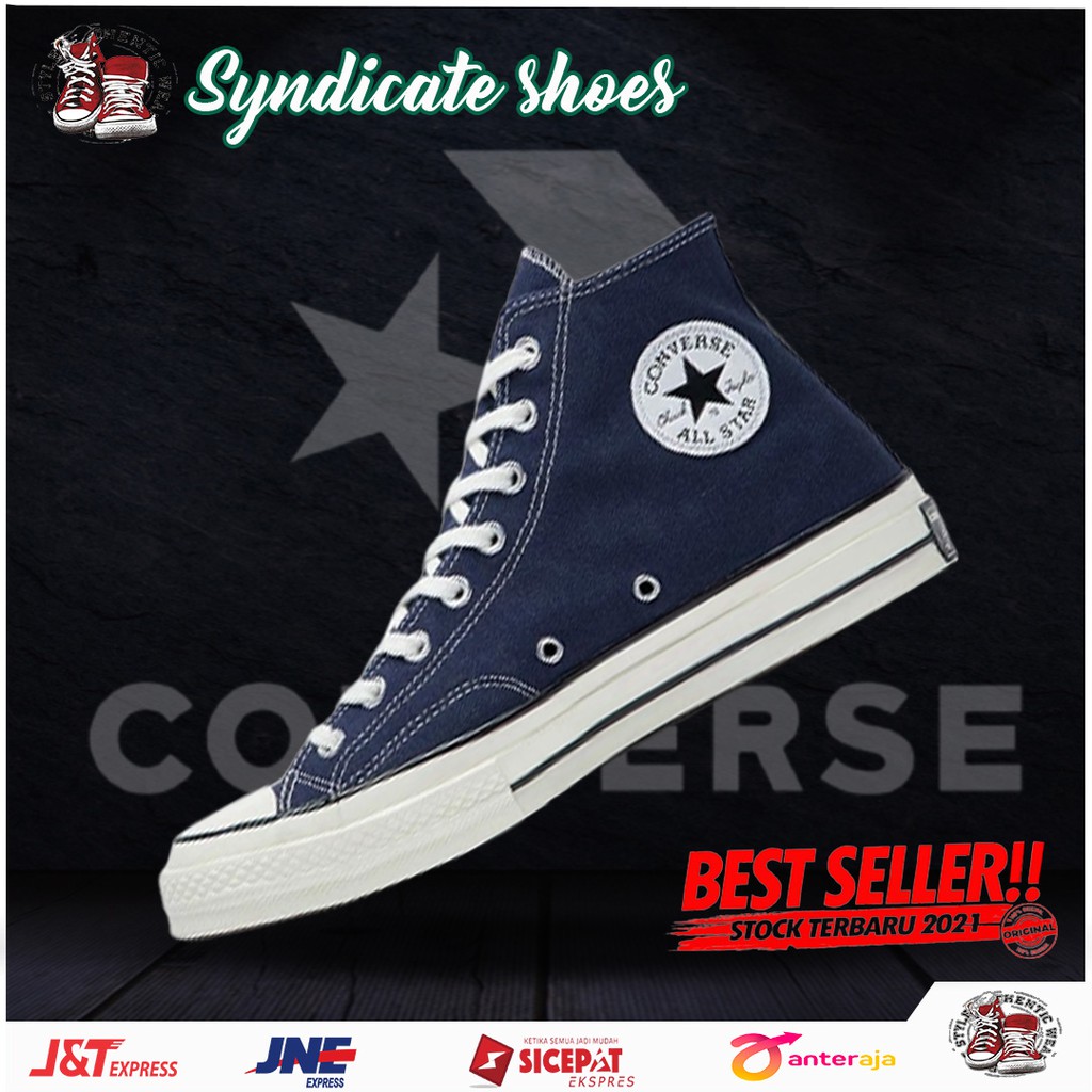 Sepatu Sneakers Converse Convers Pria Wanita Allstars CT 70s Premium High Navy Unisex Original BNIB