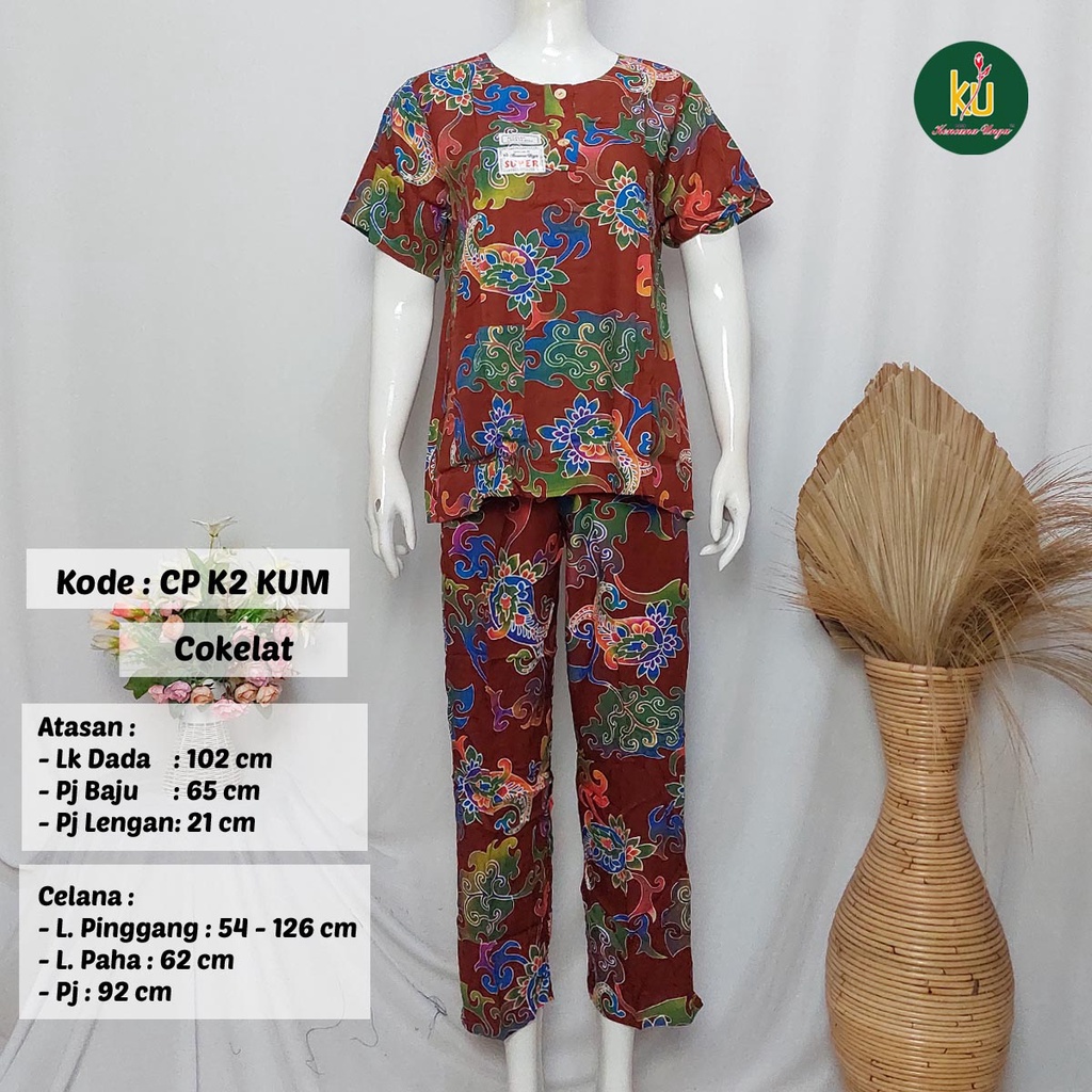 COD SETELAN BATIK KENCANA UNGU ASLI | Baju Santai Tidur Wanita Setelan Celana Panjang Piyama Motif-1