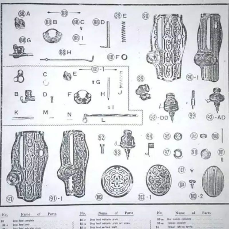 P/N 93 DD Tension Mesin Jahit Kecil Jadul