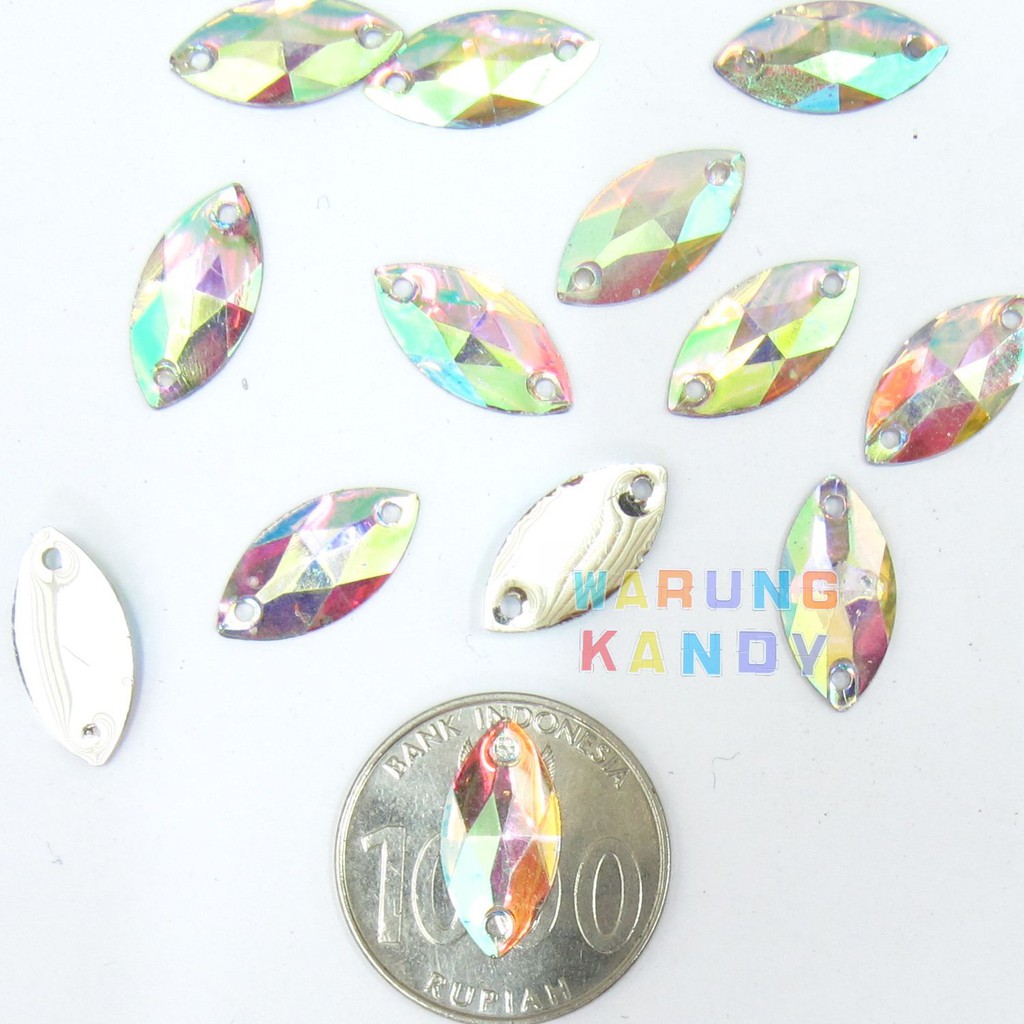 Diamon Resin Mata 9X18 Putih AB PAK 1000pc