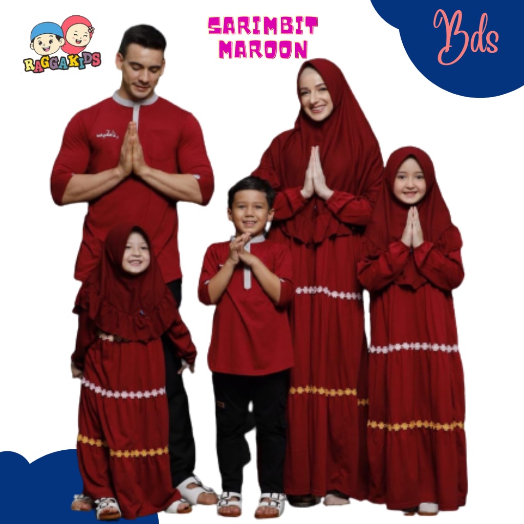 Gamis kaos polos couple ibu dan anak raggakids RG37 maroon