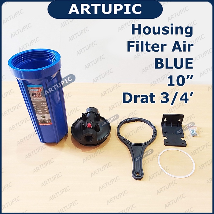 Housing Filter Air 10&quot; BIRU Drat 3/4&quot; Eugen Saringan Air Tanpa Sedimen Filter Air Hosing Houshing Filter Air Sedimen Blue Biru