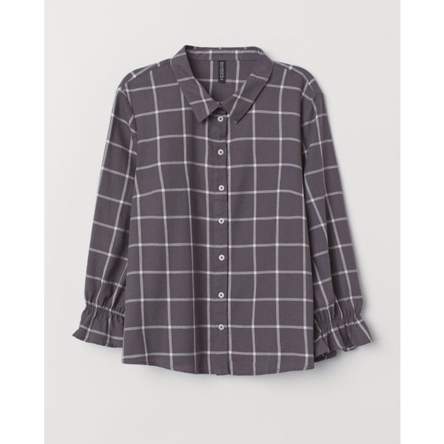 Kemeja Grey Checked Abu Abu Muda
