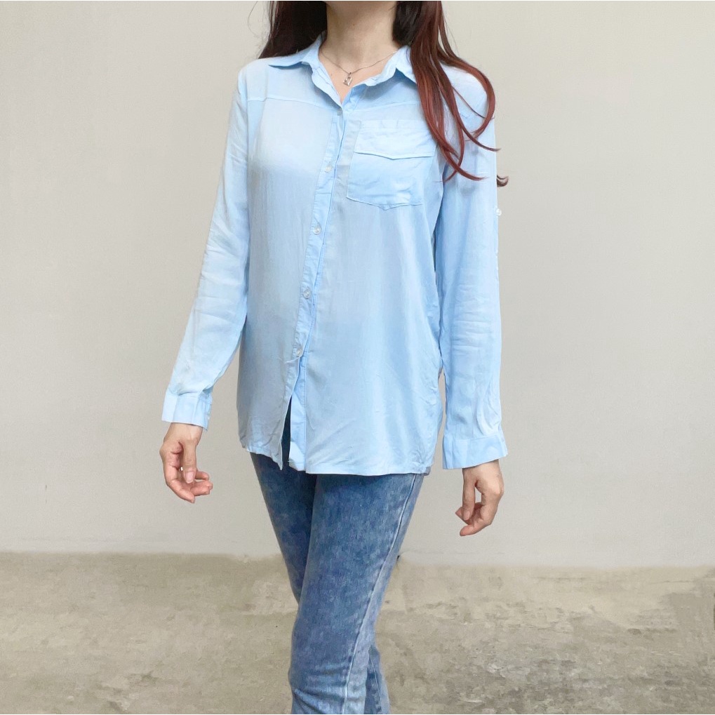 SL284 - Atasan Kemeja Katun Busui Kemeja Kerja Wanita