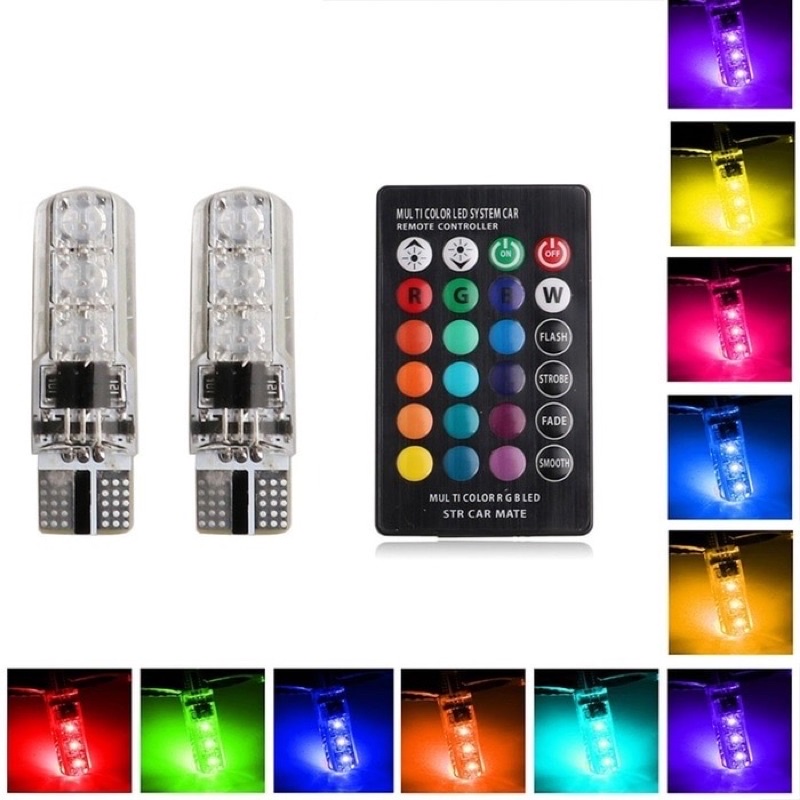 2 Lampu LED T10 Remote RGB Lampu Kota Senja Motor / Mobil - Lampu Remote MURAH DAN BERKUALITAS