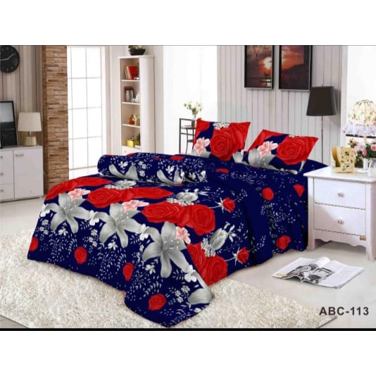 SPREI ROSE BLUE MURAH UKURAN 180X200 DENGAN 2 SARUNG BANTAL 1 SARUNG GULING TERMURAH