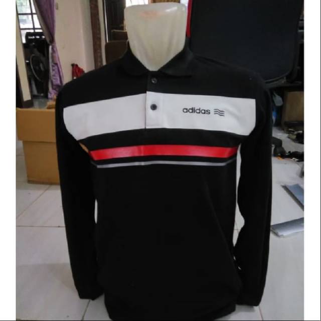 KAOS T-SHIRT POLO ADIDAS STRIP3 LENGAN PANJANG