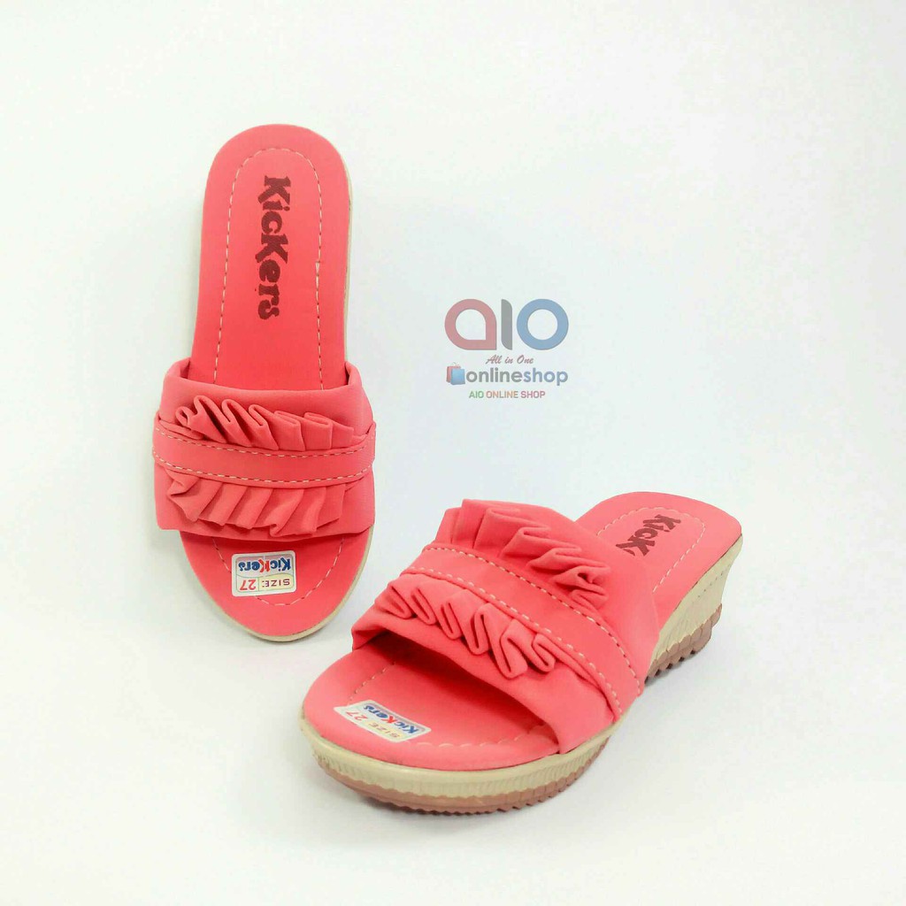 Sandal Selop Anak Wedges 26 - 30 Wiru Hak 3 Cm Perempuan Casual Fashion