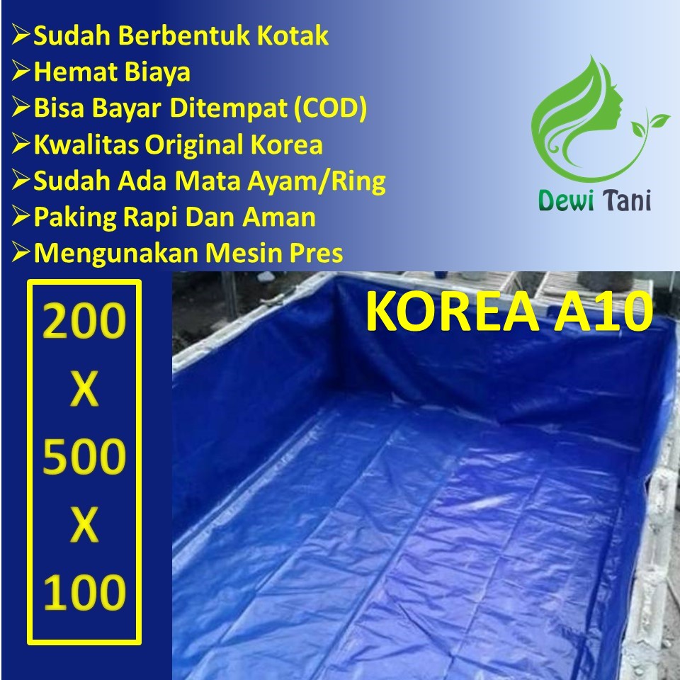 Kolam terpal kotak Bioflok A10 ukuran 2x5x1 meter KOREA
