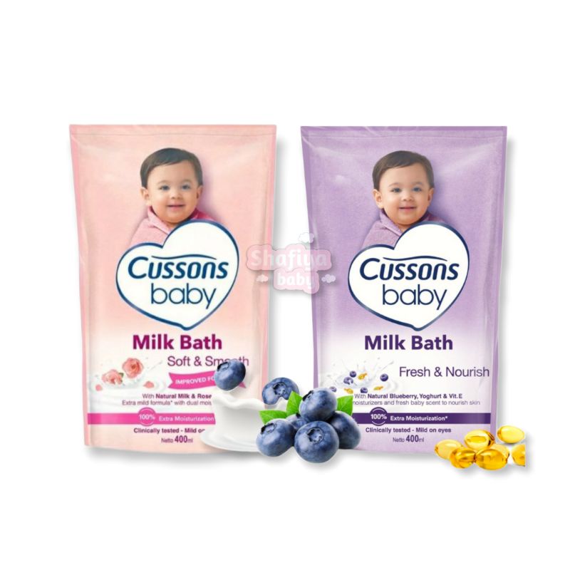 Cussons Baby Milk Bath Soft &amp; Smooth, Fresh &amp; Nourish 400ml