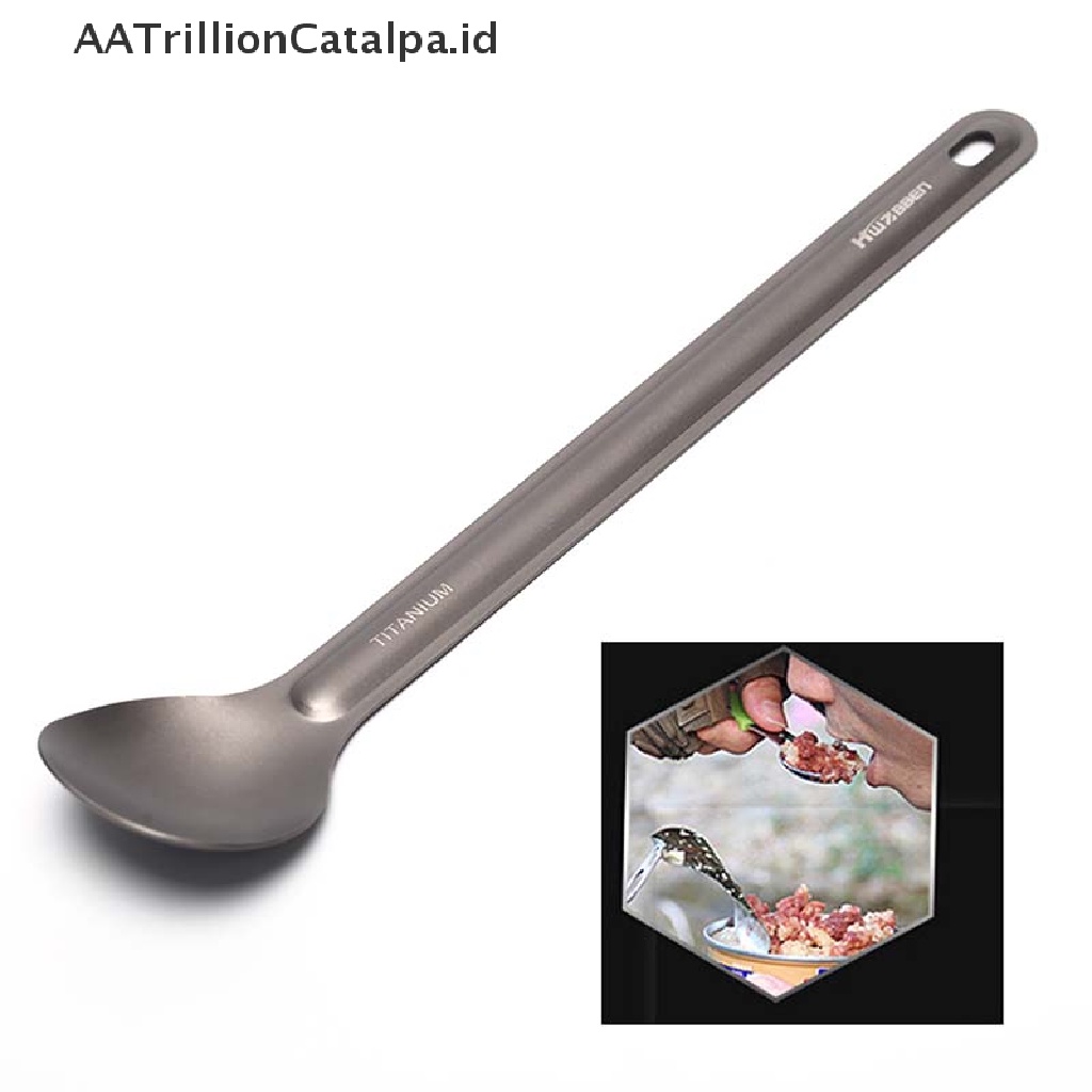 Aatrillioncatalpa 1pc Sendok Titanium Gagang Panjang Untuk Outdoorcamping