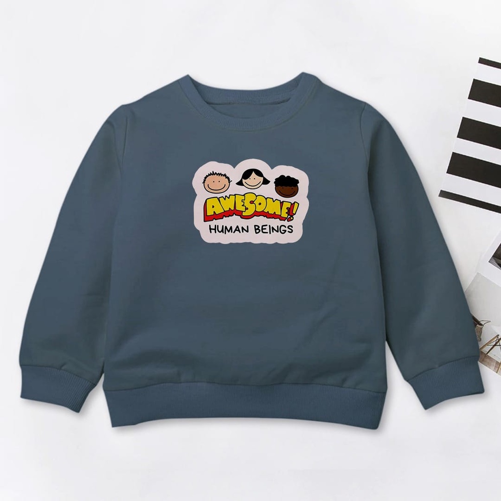 SWEATER ANAK PAKAIAN ANAK AWESOME CREWNECK ANAK TEBAL HALUS / SEATER ANAK PEREMPUAN TEBAL