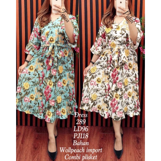 Fy 289 Dress Wollpeach Import Combi Plisket