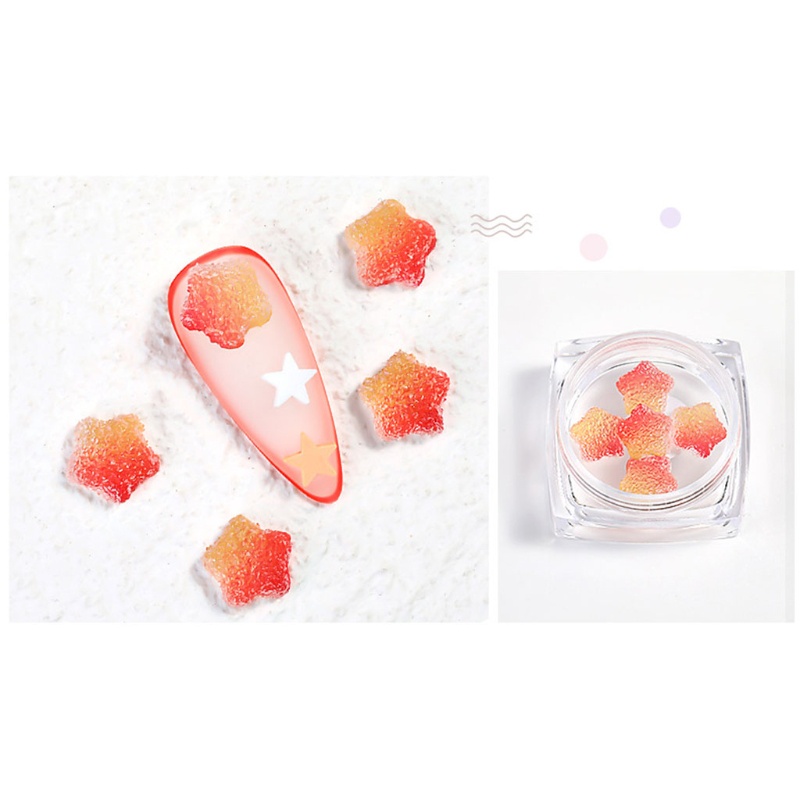 Siy 5pcs Stiker Kuku 3d Warna Permen Gradasi Bahan Resin Untuk Dekorasi Nail Art Charms