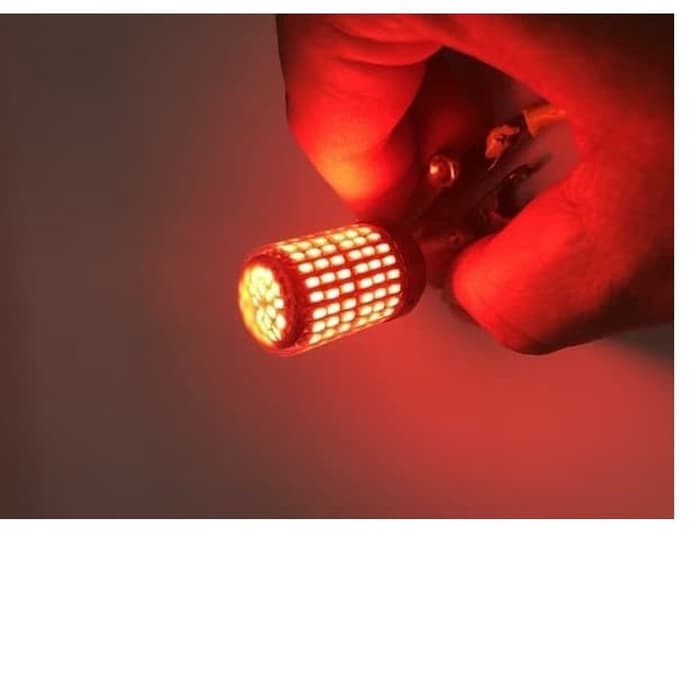 Lampu Bayonet Rem LED CANBUS 144 SMD BAYONET 2 kaki Merah Sangat Terang 1pcs