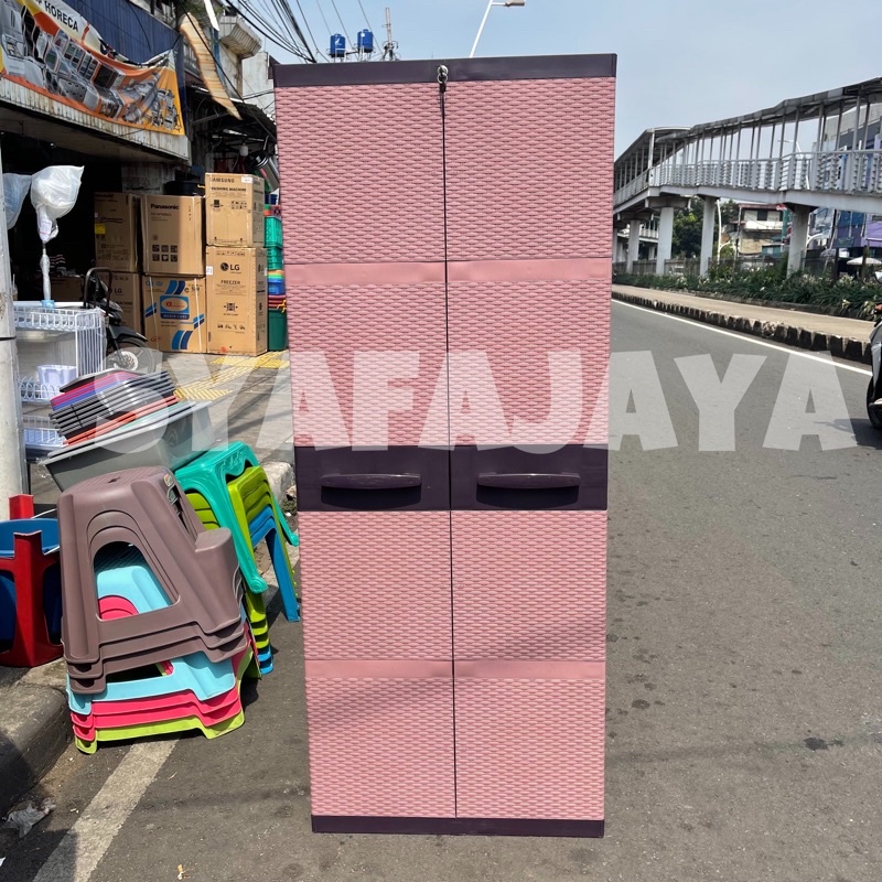 LEMARI PLASTIK ANYAM KUNCI TWINPAN LOG23/R / LEMARI GANTUNG JUMBO  / LEMARI GANTUNG BESAR MOTIF RATT