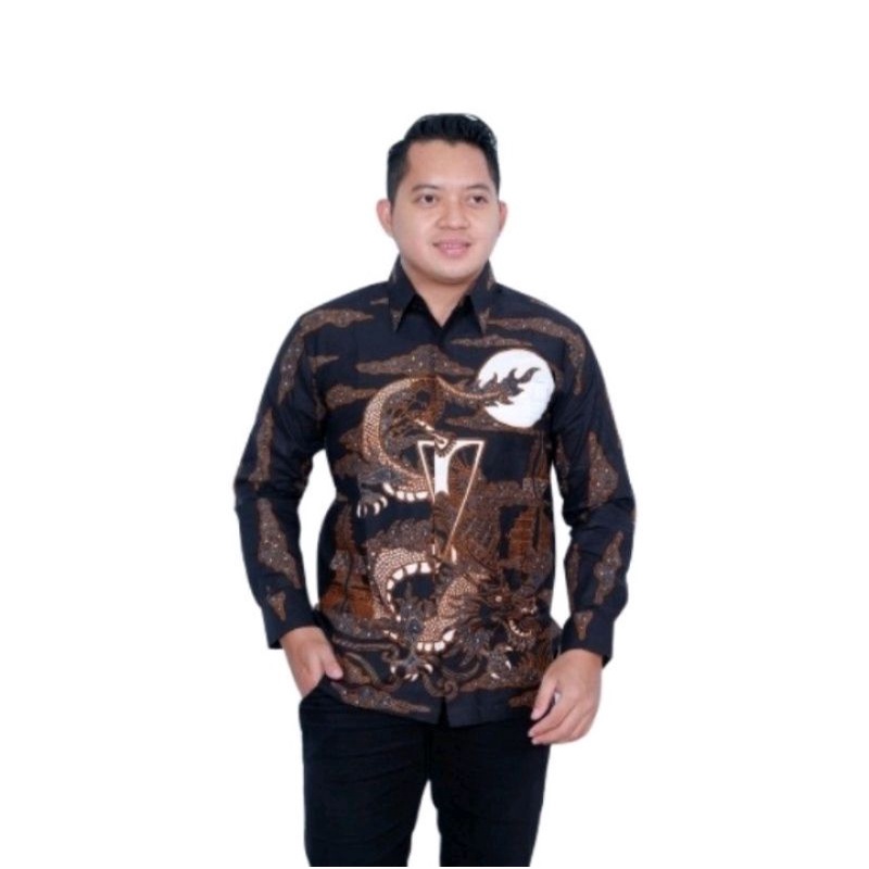 KEMEJA BATIK PRIA LENGAN PANJANG  KATUN LAPIS FURING MODERN ORIGINAL PREMIUM BATIK SOLO HEM ATASAN B