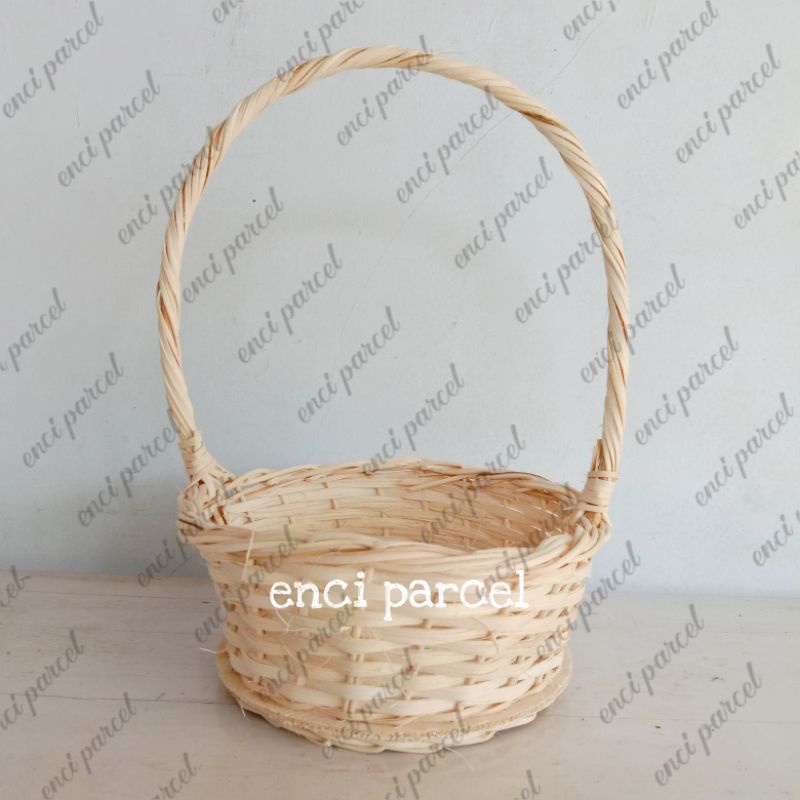 keranjang rotan kecil d.18cm jinjing hias parcel seserahan tempat makeup sabun mandi