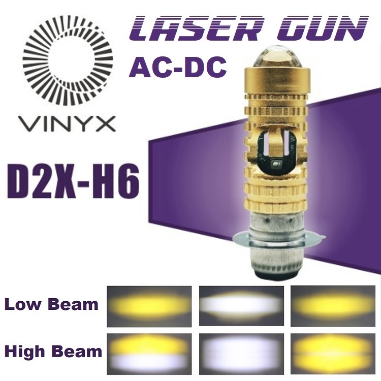 Lampu Utama LED Lasergun Motor AC DC Laser Gun H6 H4 VINYX CSP D2 D2X D2A D3 Mobil Hi Lo 2 Warna Bebek Matik Matic