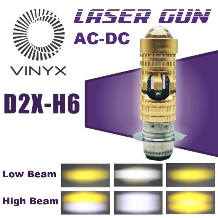 Lampu Utama LED Laser Gun Motor AC DC Lasergun H6 H4 VINYX CSP D2 D2X D2A D3 Mobil Hi Lo 2 Warna Bebek Matik Matic