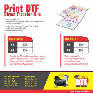 Custom Kaos Print Sablon Digital DTF  Direct Transfer 