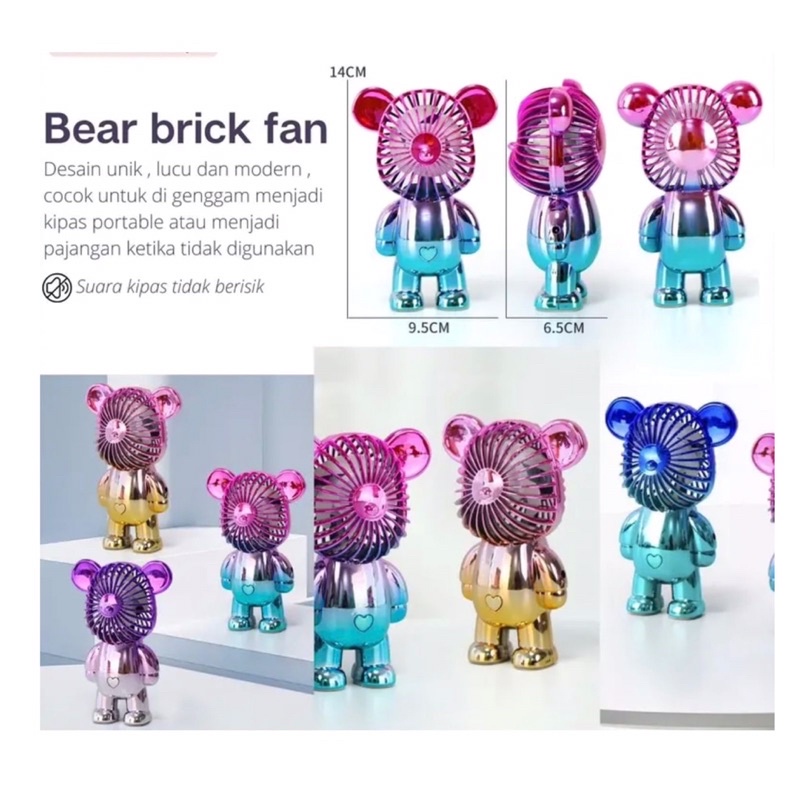 Kipas Angin Bear Brick Viral Chrome Kipas Portable Traveling