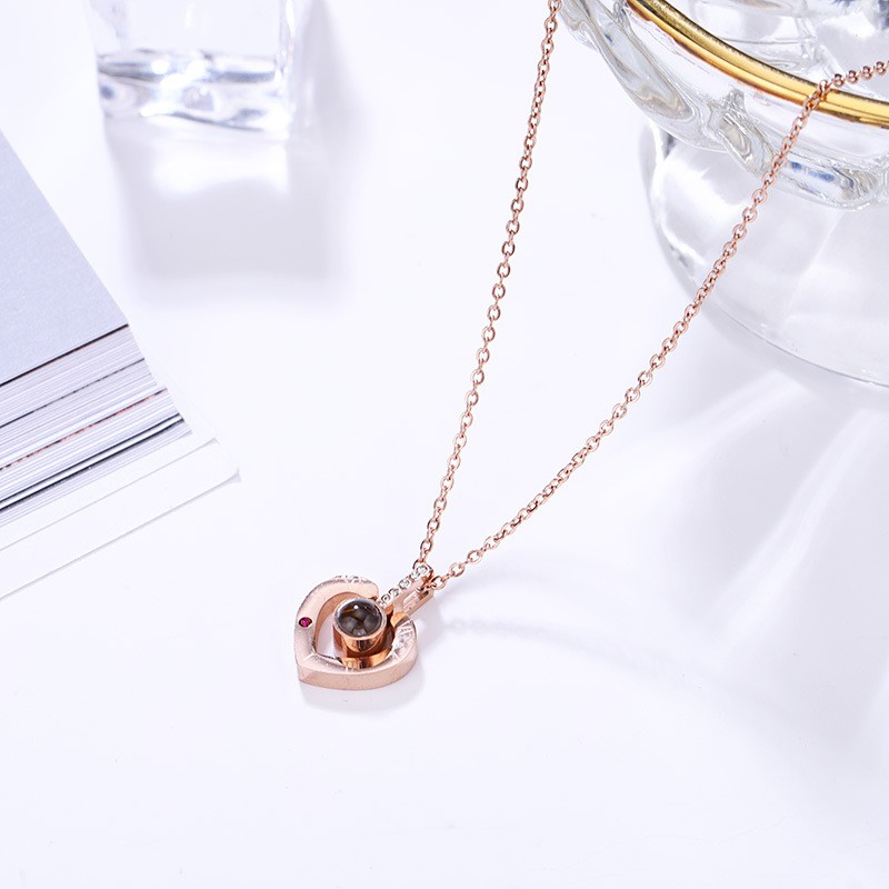 [New] Kalung love permata titanium mini korea hadiah wanita cewek 316L anti karat KK158