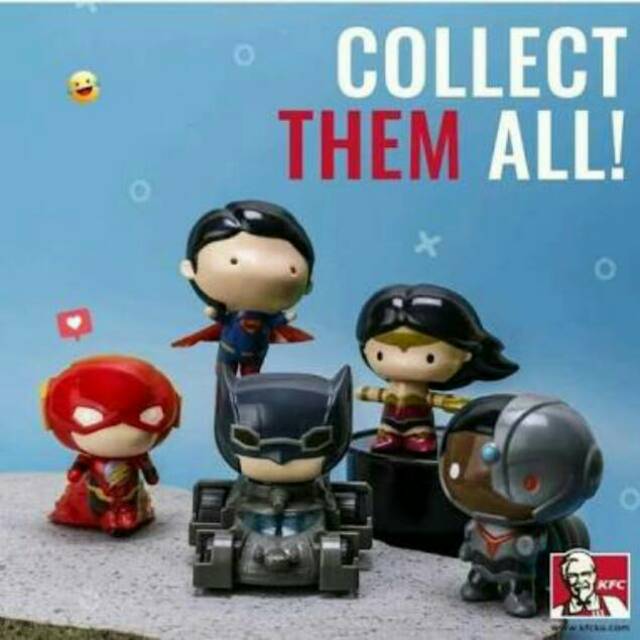 Mainan anak kfc superman wonder woman batman justice league baru segel chaki happy meal