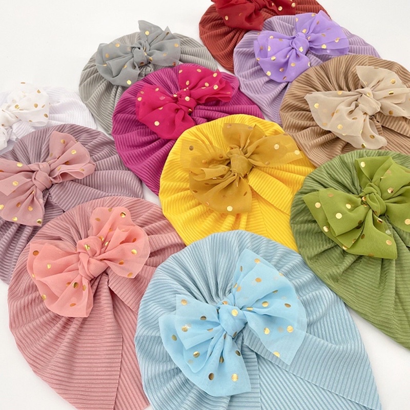 Turban Anak Bayi Import Polos Aksen Bunga