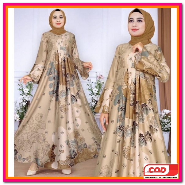 Dress Pesta Muslimah New Geraldine/ Gamis Organza Tile Premium / Mx Amber M L Xl Xxl/ Gamis Duyung M