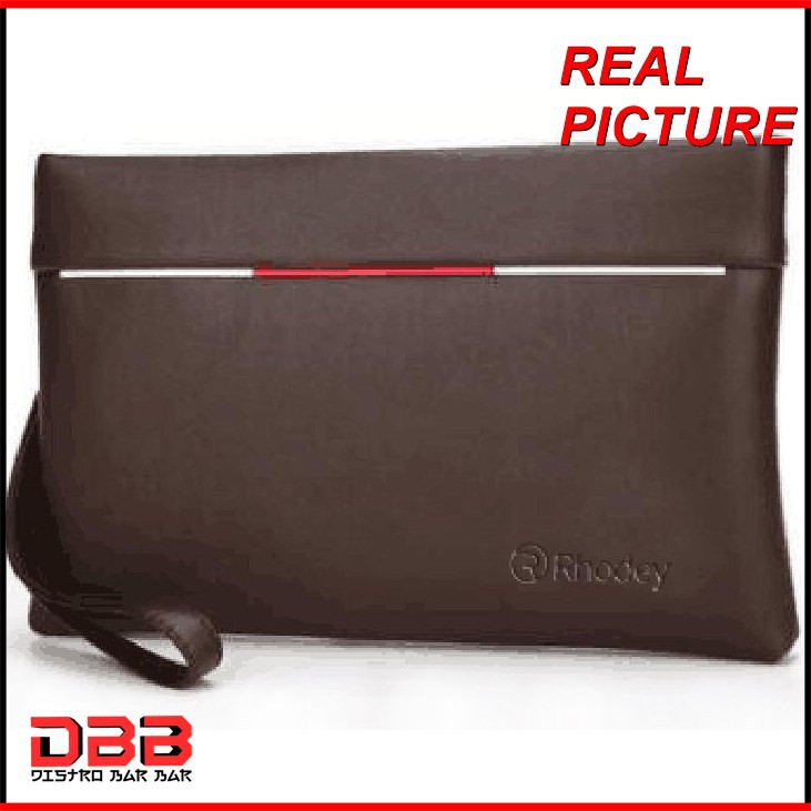 Rhodey Tas Genggam Dompet Kulit Clutch Bag Size Large Black/Brown