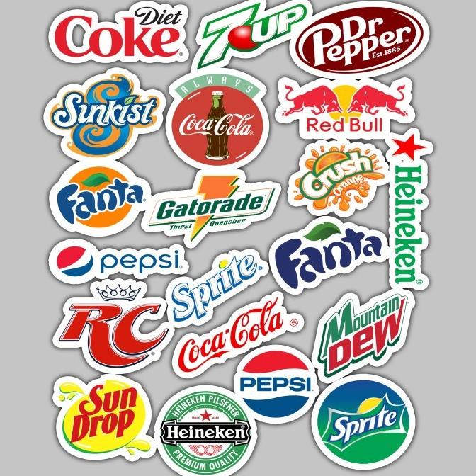 

(BISA COD) STICKER PACK SOFT DRINK BRAND LOGO HIGH QUALITY [20 PCS] PROMO SPECIAL Kode 707