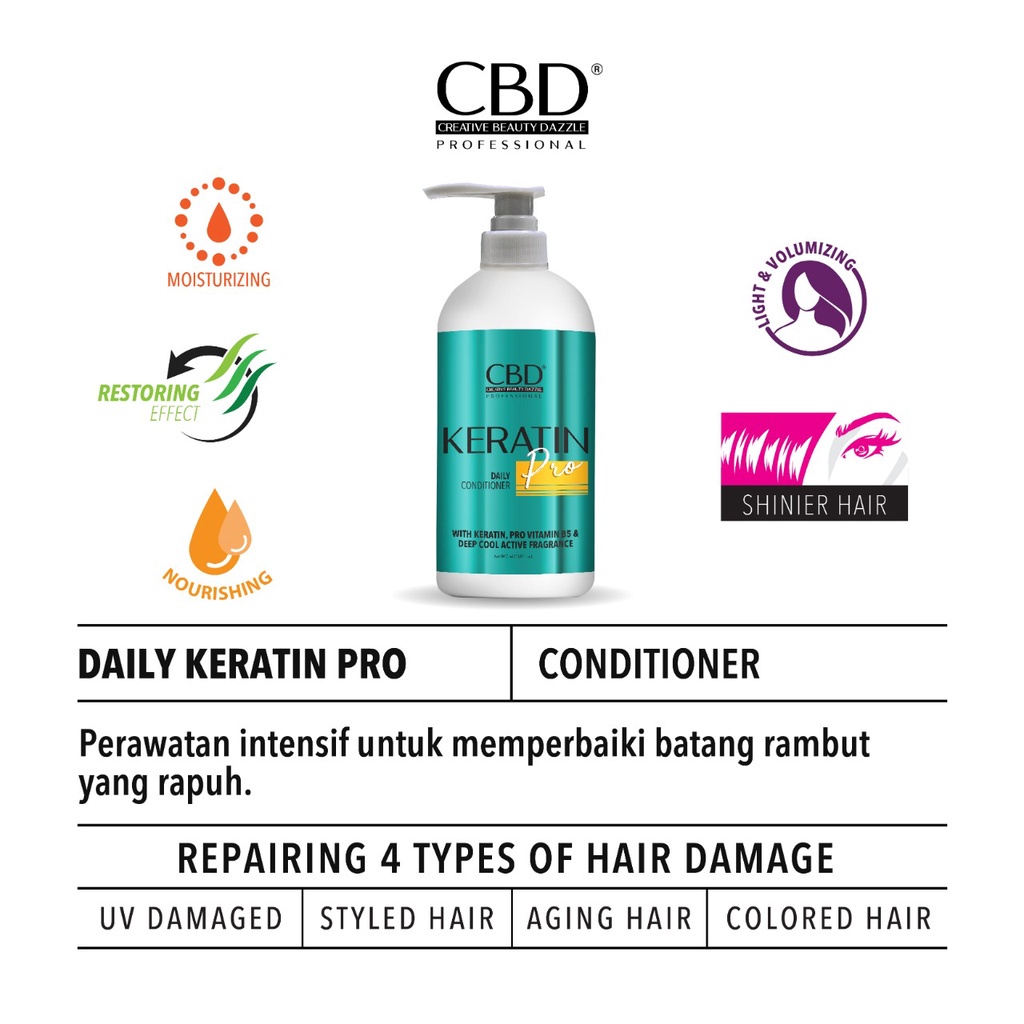 CBD Professional Keratin Pro Daily Conditioner Perawatan Rambut1000ml
