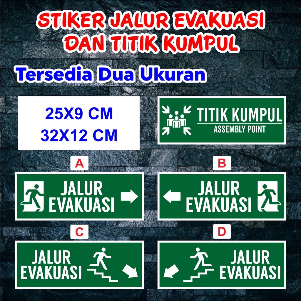 

Sticker Arah Jalur Evakuasi Vinil Glosy