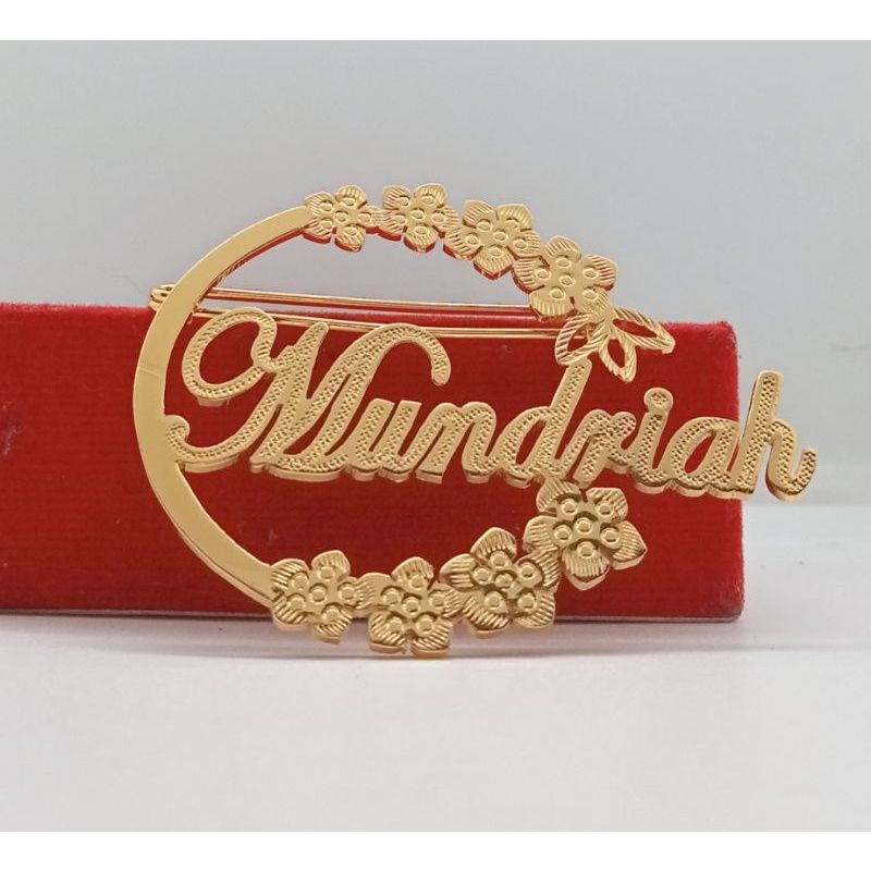 Bros Ukir nama Titanium lapis emas24k Original