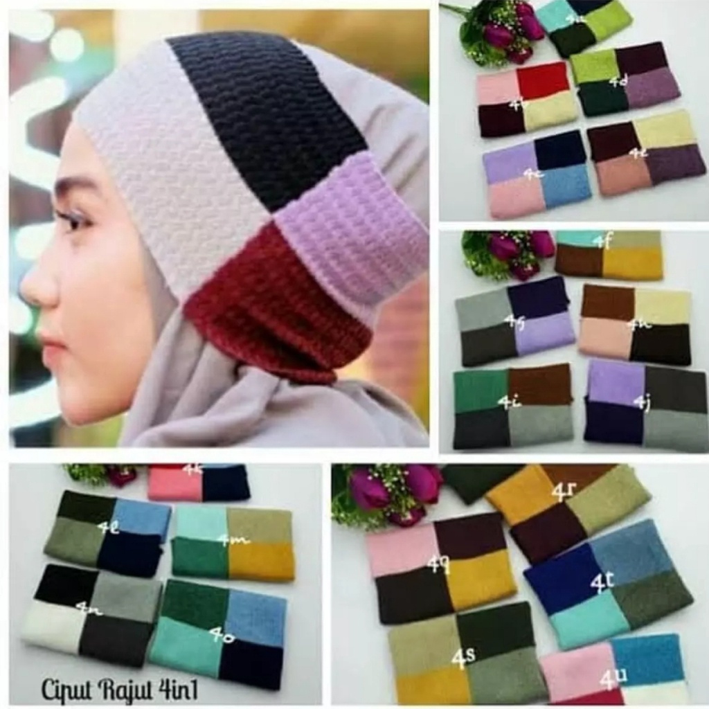 Dalaman Krudung Rajut 4 Warna Premium/Ciput Rajut 4 Warna